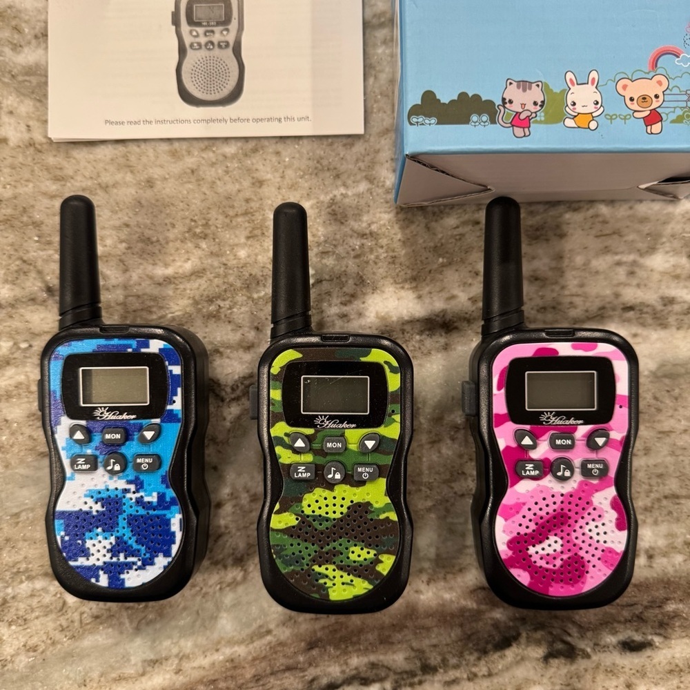 Kids Walkie Talkie Set - Blue, Green, Pink